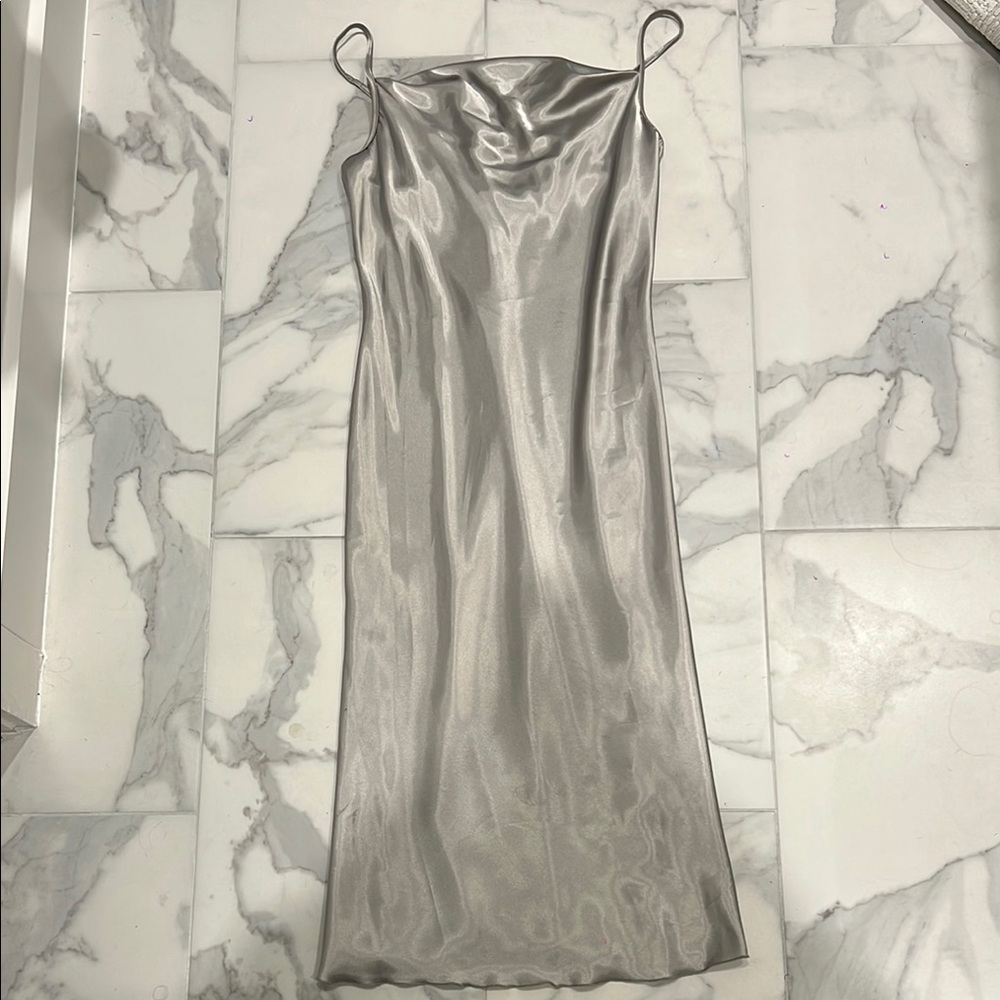 Elegant Silver Slip Dress